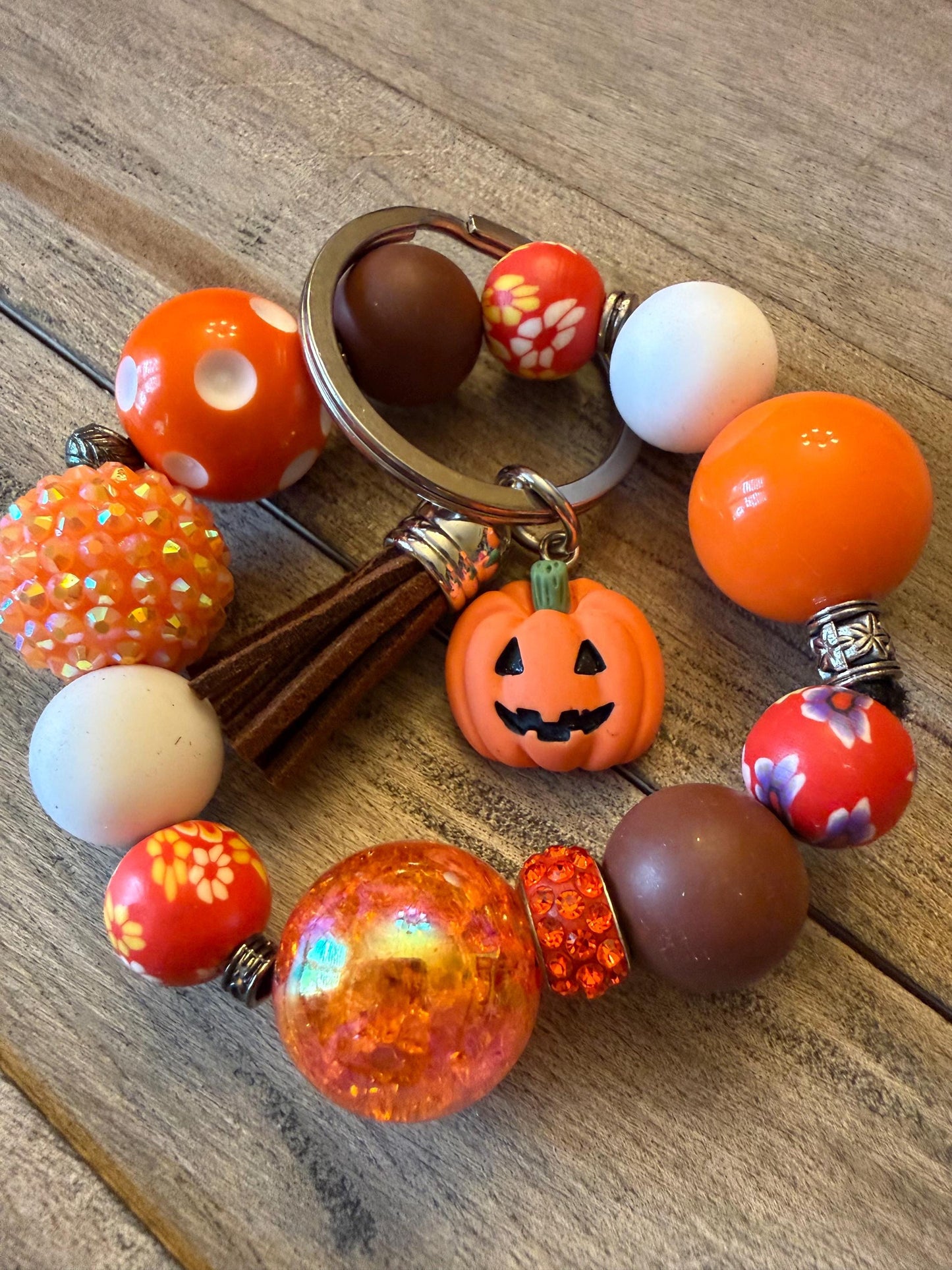 Pumpkin Grin Halloween Bracelet Keychain