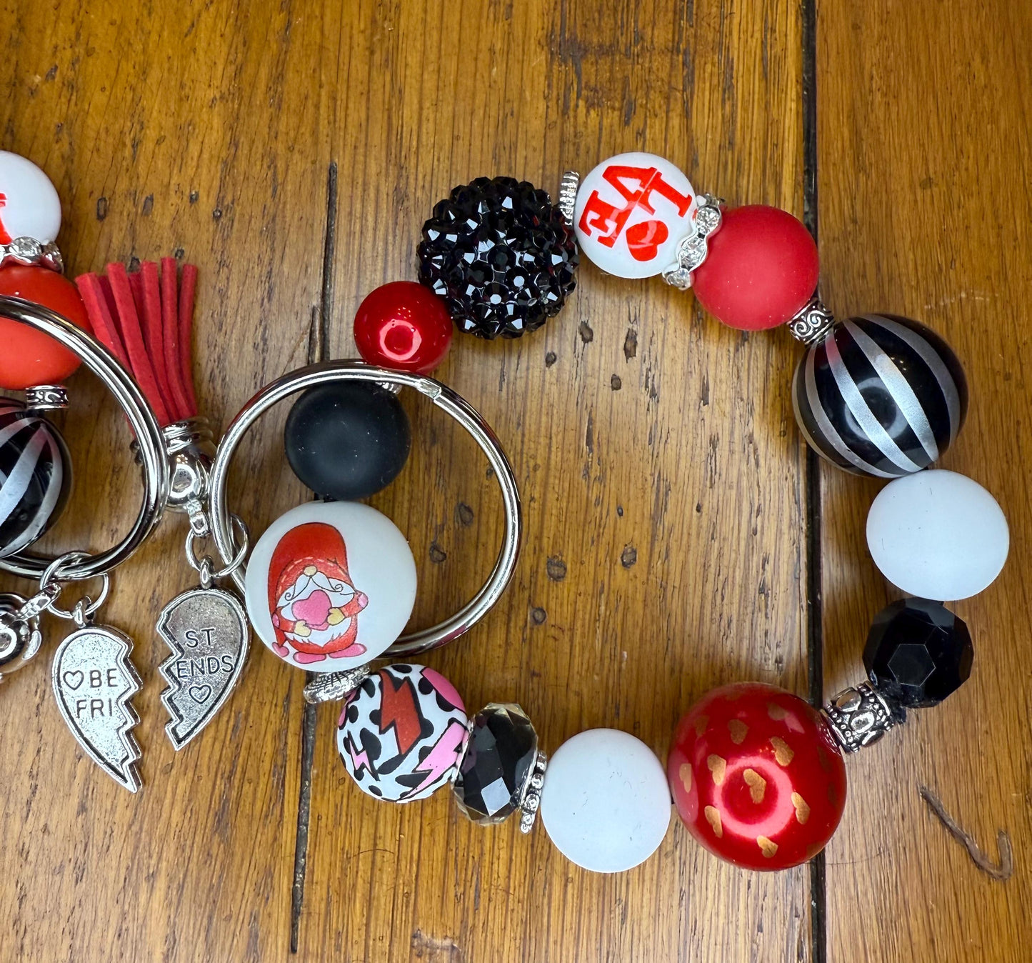 Gnome Bestie Bracelet Keychain Set – Friendship Gift