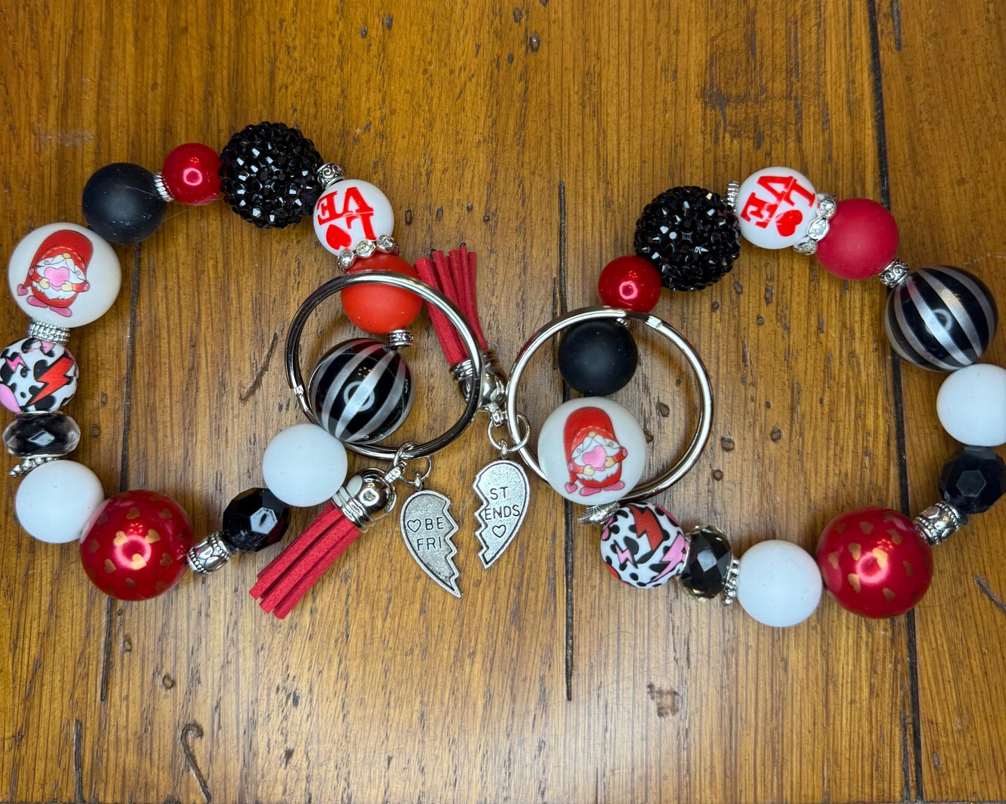 Gnome Bestie Bracelet Keychain Set – Friendship Gift