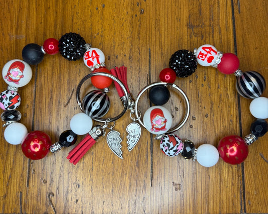 Gnome Bestie Bracelet Keychain Set – Friendship Gift