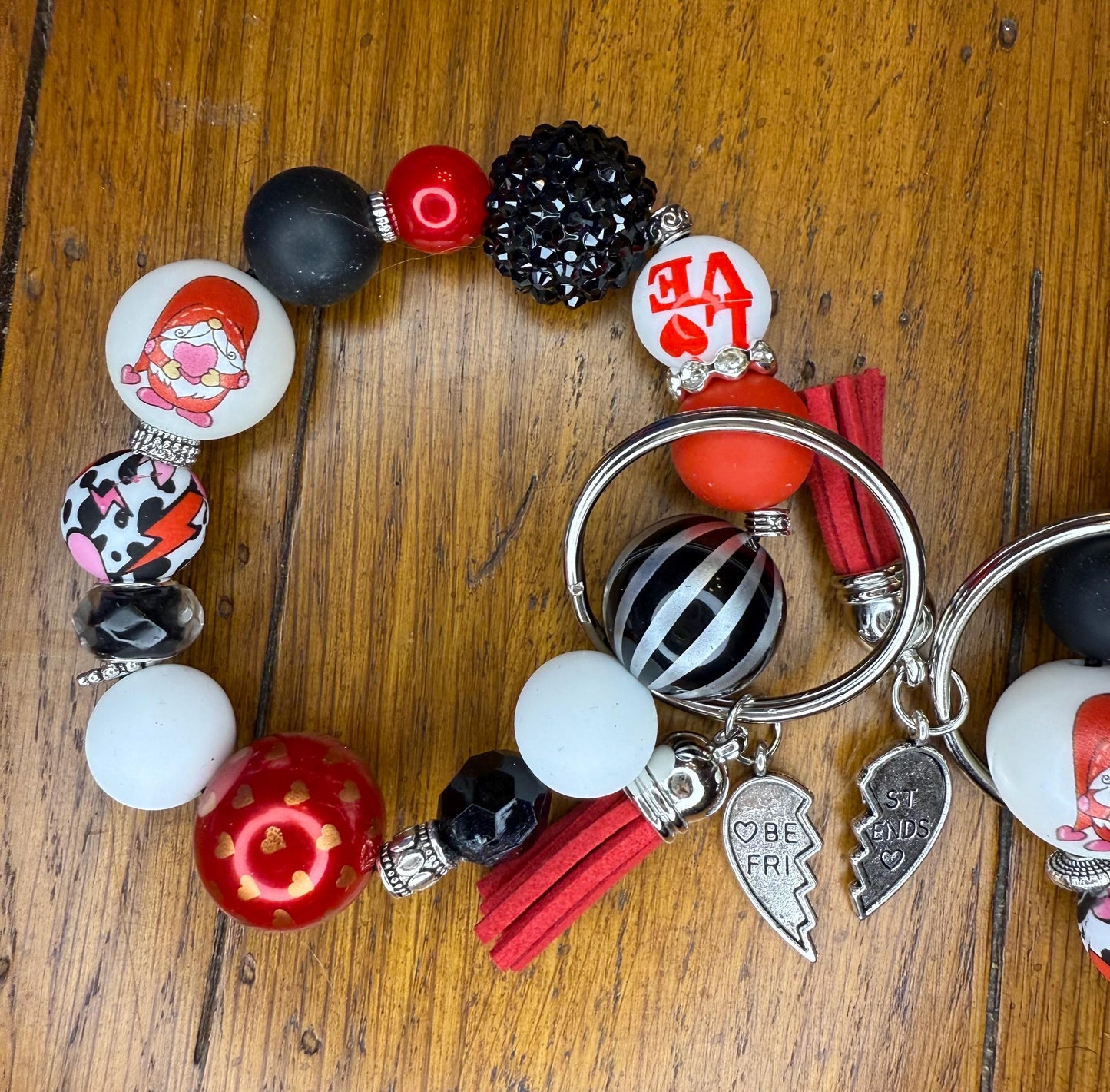 Gnome Bestie Bracelet Keychain Set – Friendship Gift