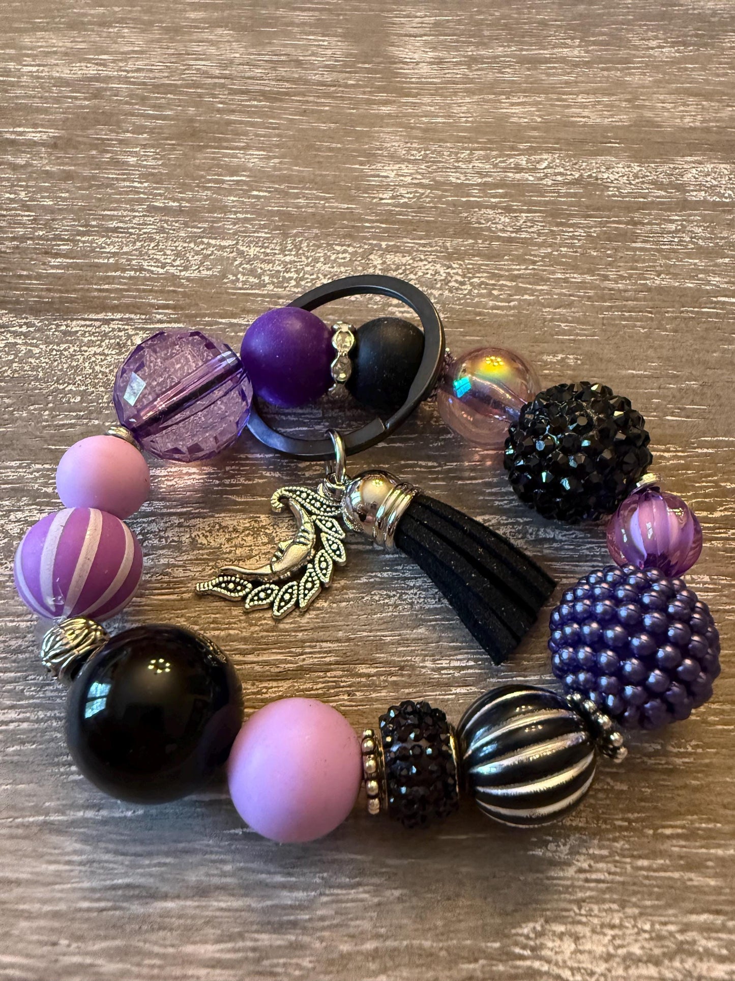 Dark Majesty Bracelet Keychain | Wicked Queen Inspired Jewelry | Gothic Beaded Wristlet