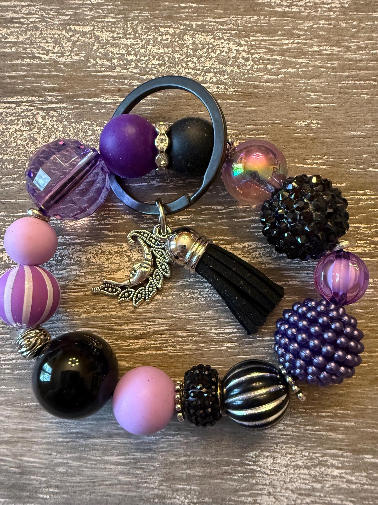 Dark Majesty Bracelet Keychain | Wicked Queen Inspired Jewelry | Gothic Beaded Wristlet