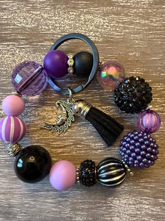 Dark Majesty Bracelet Keychain | Wicked Queen Inspired Jewelry | Gothic Beaded Wristlet