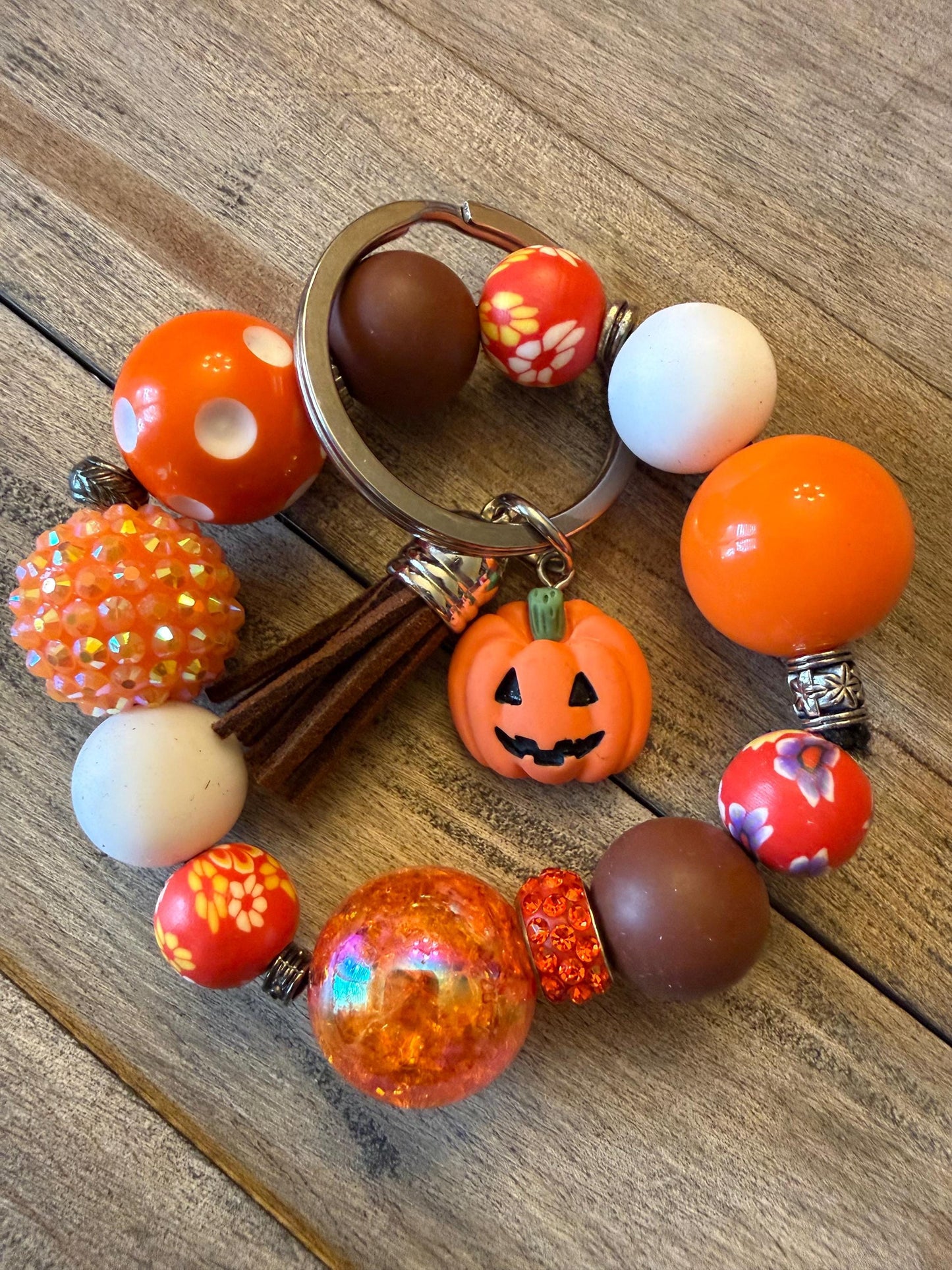 Pumpkin Grin Halloween Bracelet Keychain