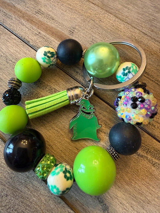 Boogie Nights Halloween Bracelet Keychain | Spooky Beaded Wristlet | Ghost Charm | Fall Accessories | Nightmare