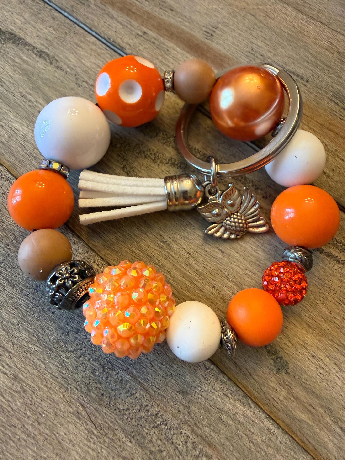 Harvest Hoot Bracelet Keychain | Owl Charm Wristlet | Cozy Fall Accessories