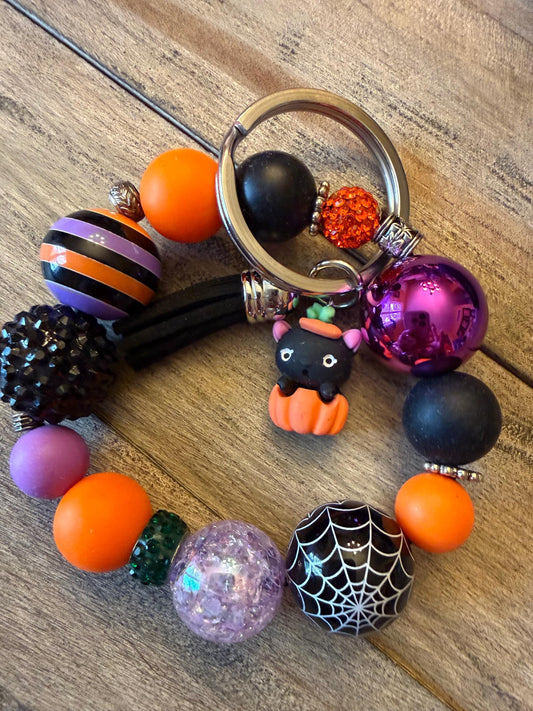 Pumpkin Purrfection Halloween Bracelet Keychain